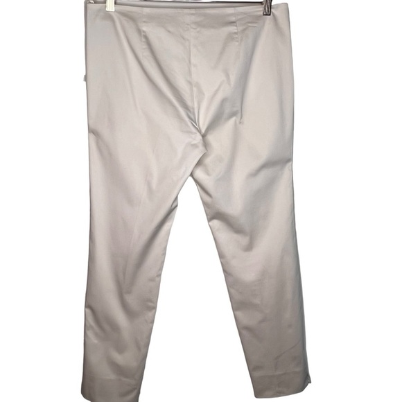 Brooks Brothers White Lined Ankle Pants Size 8 Side Zip Cotton Blend Summertime - Picture 2 of 13